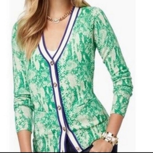 Juicy Couture Cardigan Sweater 100% Wool Y2K Barbiecore Python Pink XS - Picture 2 of 8